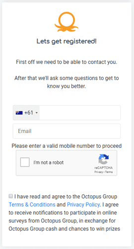 The Octopus Group registration form