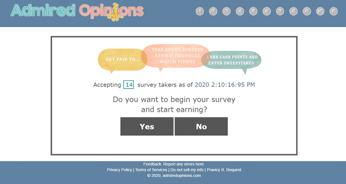 Admired Opinions homepage