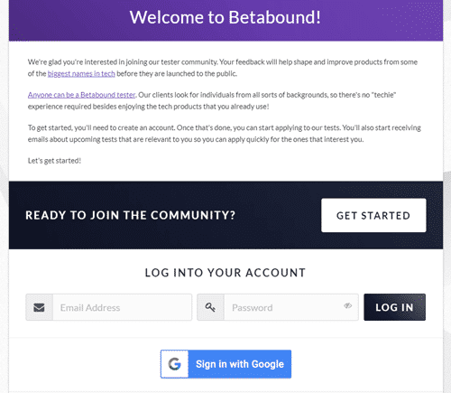 Betabound registration