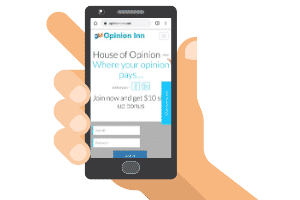 Opinion Inn website on a phone