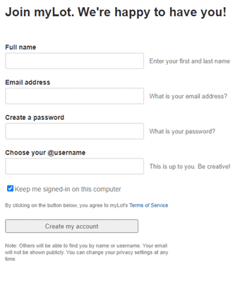 MyLot registration