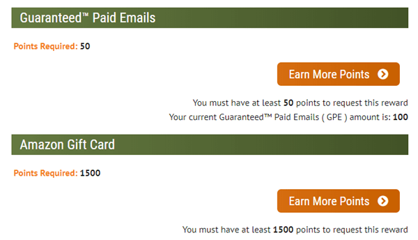 Points redemption on Paid to Read Email