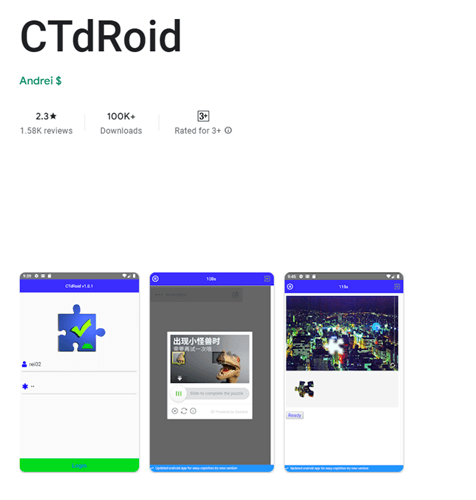 CaptchaTypers Android app under a different name