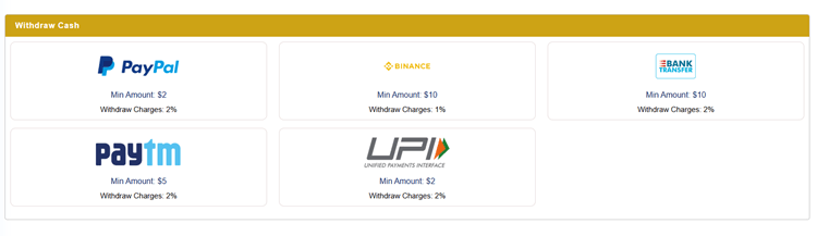 DollarPayMe payout options