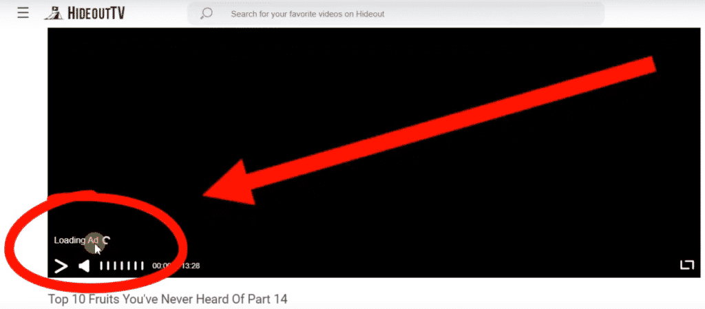 An ad playing in a HideoutTV video