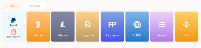 Payout options of Coinpayu