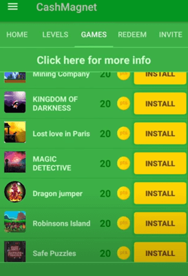 Installing games on CashMagnet