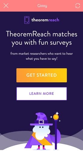 TheoremReach surveys in the Givvy app