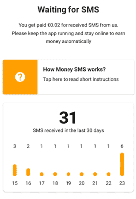 Receiving paid SMS messages on Money SMS