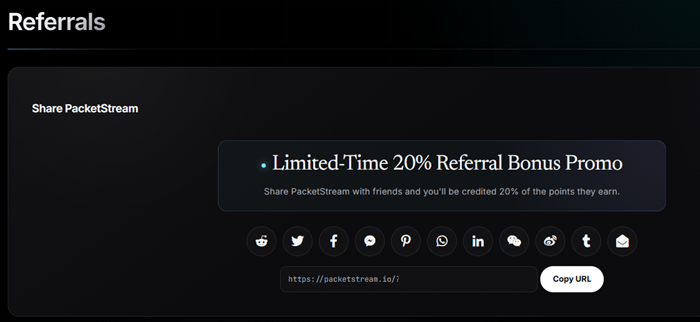 PacketStream referral program