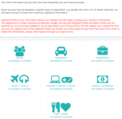 Building your profile on Rakuten Insight