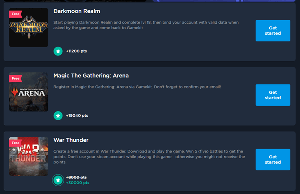 Play games on Gamekit