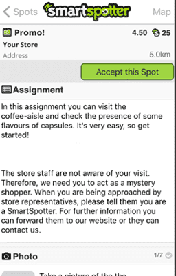 SmartSpotter spot details with the Accept this spot button