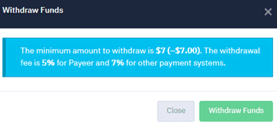 Everve payout threshold and fees