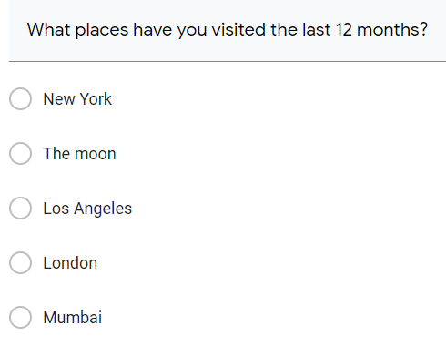 example of survey test question