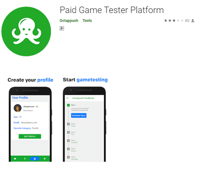 The Paid Game Tester Platform app by Octappush