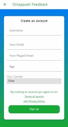 Octappush sign-up form