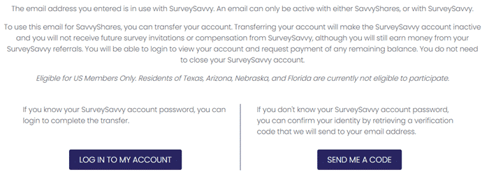 Moving a SurveySavvy account to SavvyShares