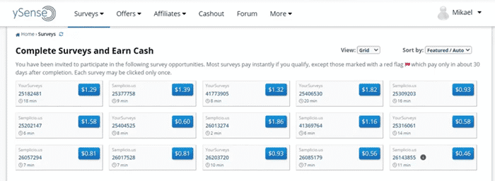 usual amount you can earn from survey sites