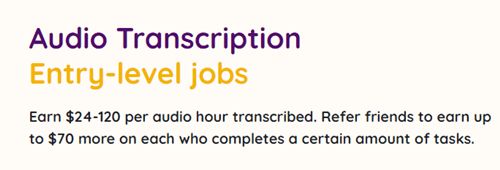 Audio transcription jobs on Audio Bee