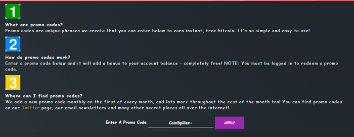 CoinSpiller promo codes