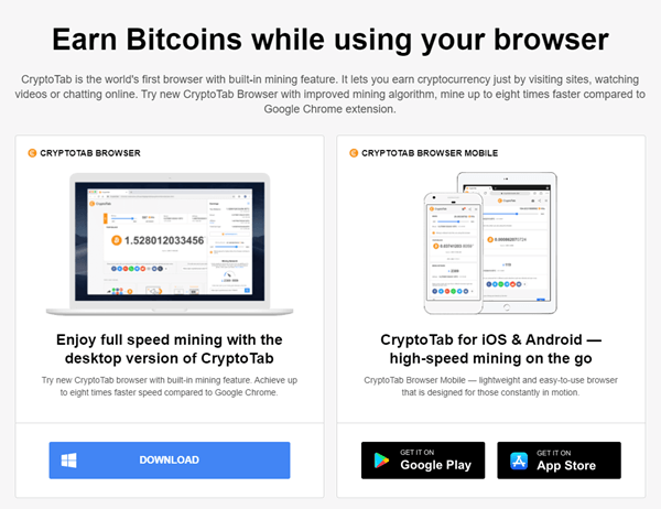 Mining in the CryptoTab browser