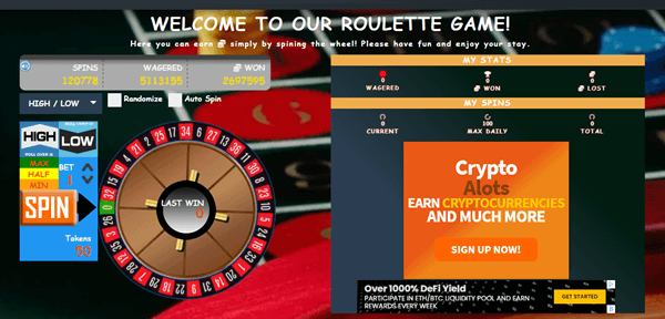 CoinSpiller roulette game