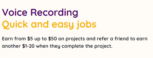 Voice recording jobs on Audio Bee
