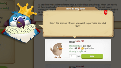 Buying birds on Golden Farm