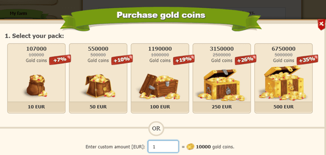 Replenishing an account on Golden Farm