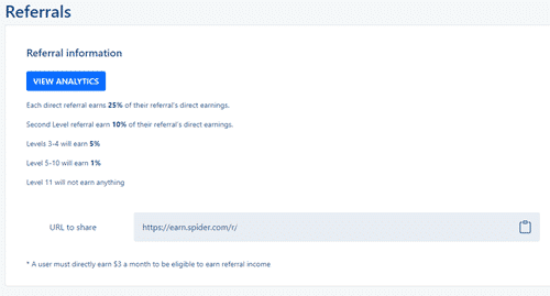 The Spider.com referral program, 10 levels deep