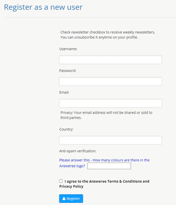 Answeree registration form