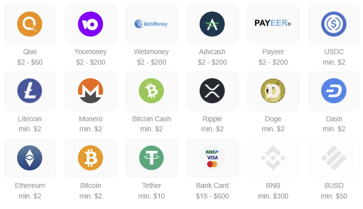 Peer2Profit payment methods
