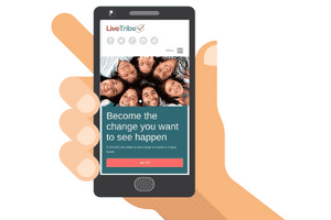 The LiveTribe website on a mobile phone