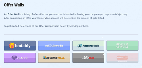 Offerwalls on GamerMine