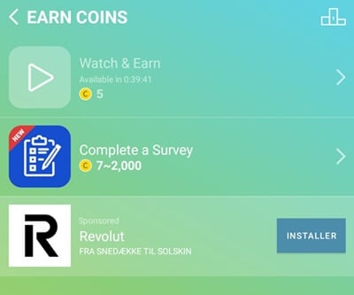 Small tasks to earn coins on WinWalk