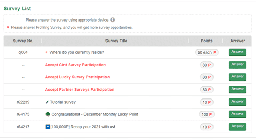 Paid surveys in the Surveyon member dashboard