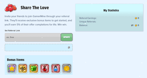 Referral program of GamerMine
