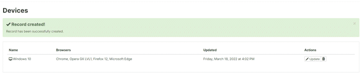 Adding devices on Testbirds