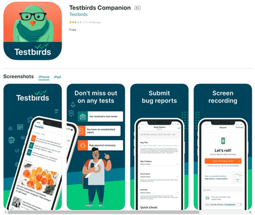 Testbirds companion app