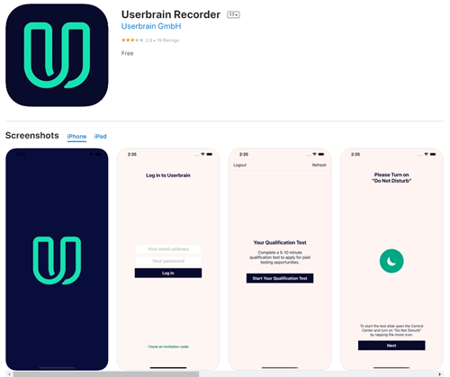 The Userbrain iOS app