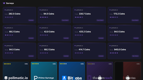 Paid surveys on Freeward