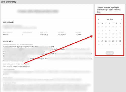iShopFor Ipsos job details and date picker