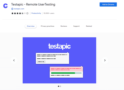 Testapic browser extension