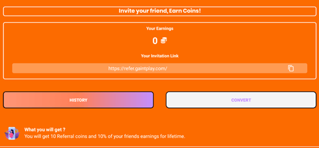 Gaintplay referral program