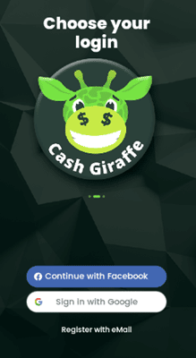 Sign-in options of Cash Giraffe