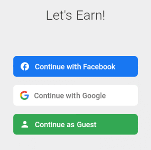 TapCent sign-up options