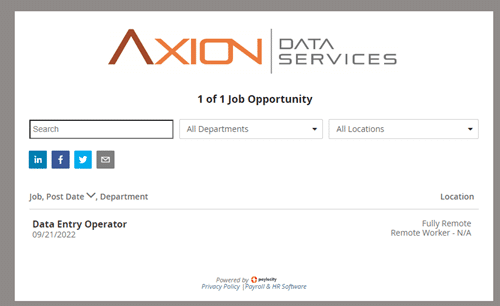The data entry operator role at Axion Data Entry Services