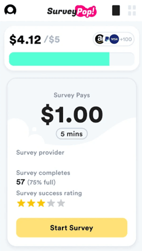 Paid surveys in the Survey Pop app