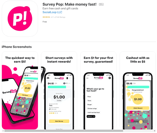 Survey Pop app for Android and iOS